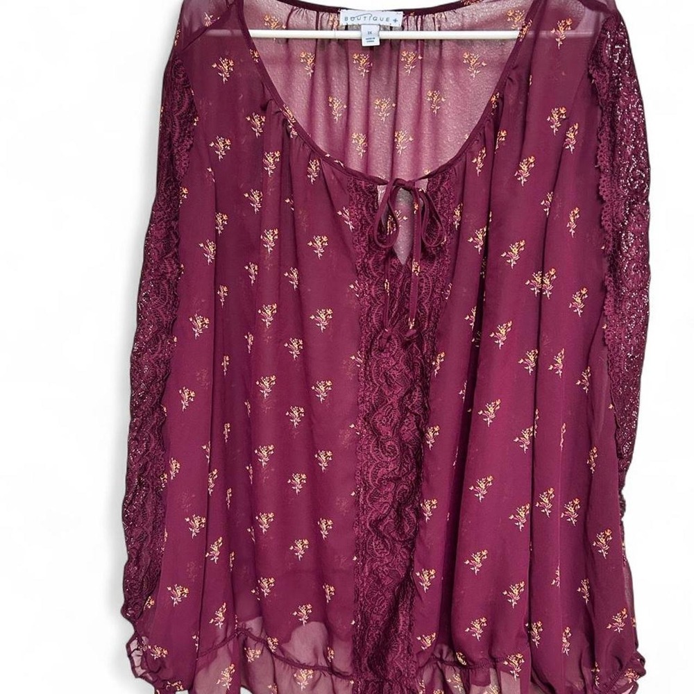 Boho Burgundy Floral Lacey Sheet Top